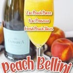 Peach bellini with text overlay