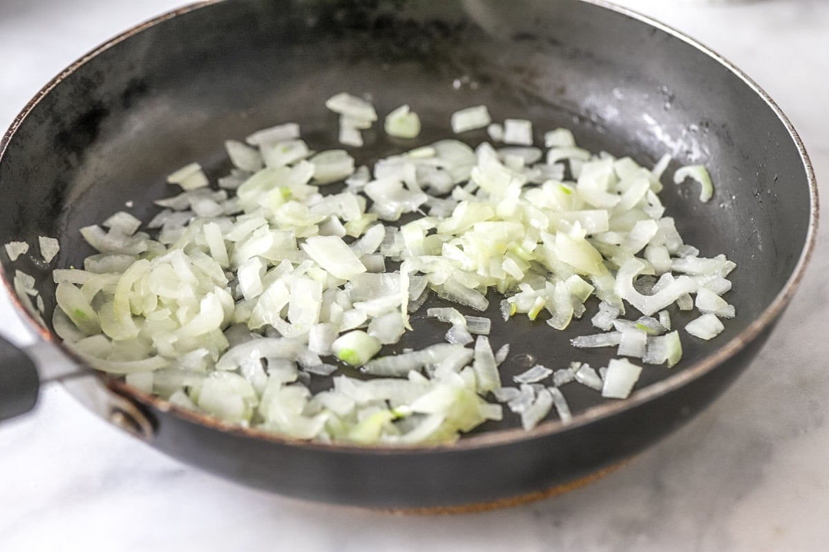 Saute onion in a large skillet
