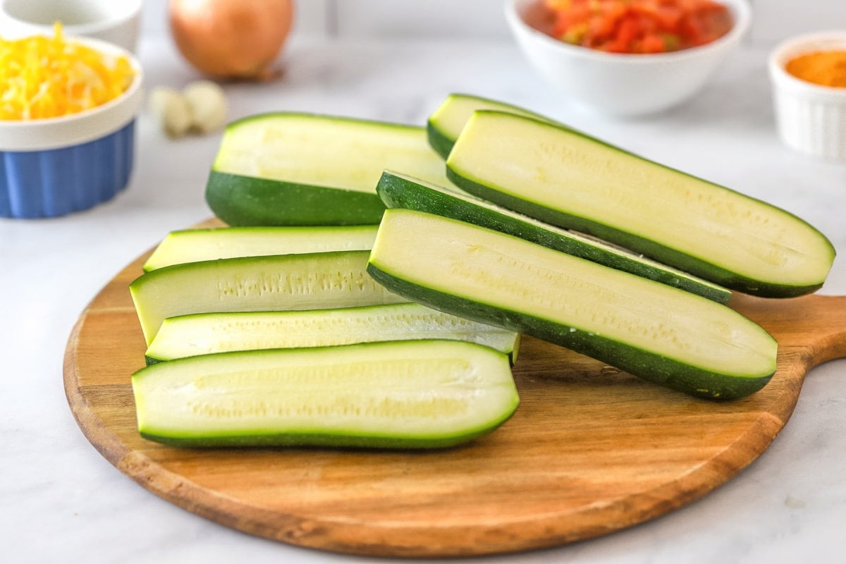 Slice zucchini lengthwise