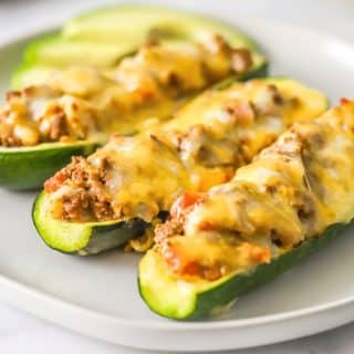 Taco Zucchini Boats low carb on a plate