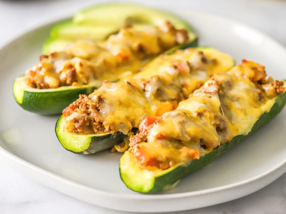 Taco Zucchini Boats low carb on a plate