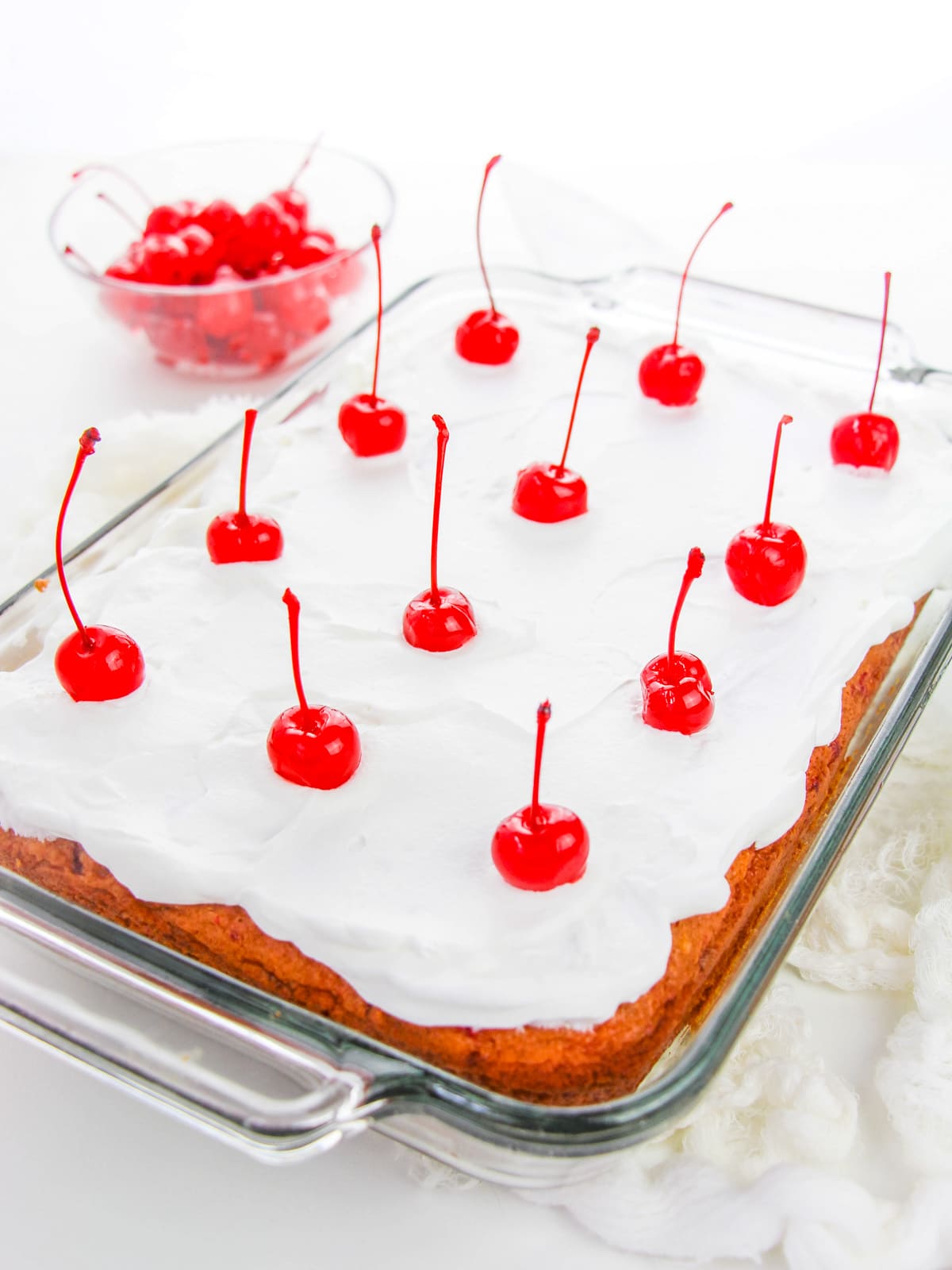 Top Cherry Cake with maraschino cherries
