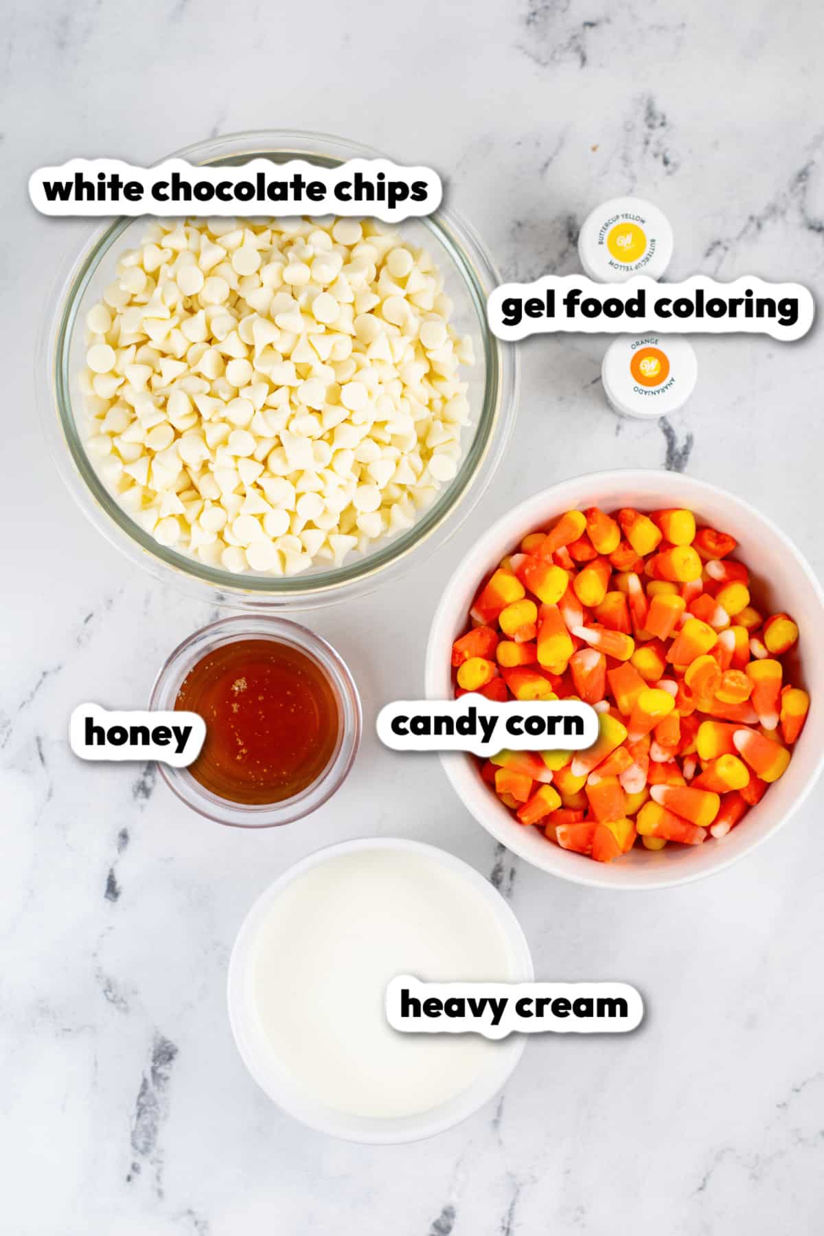 Candy Corn Fudge Ingredients