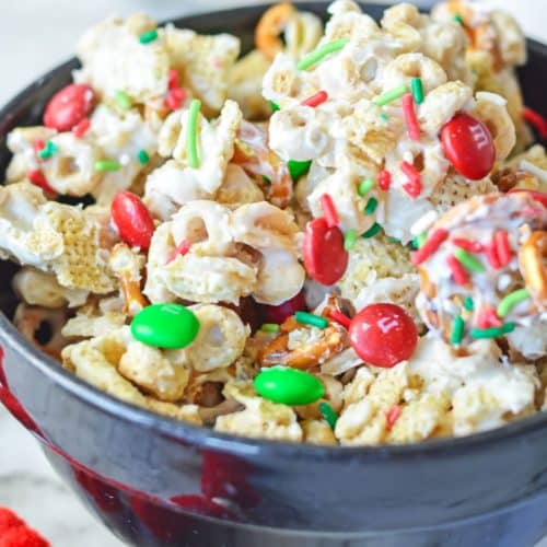 White Chocolate Christmas Snack Mix - Just is a Four Letter Word