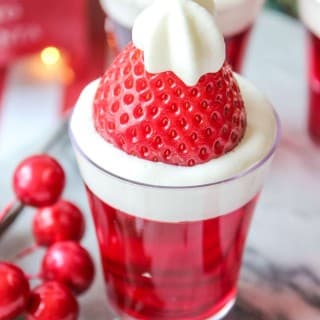 Strawberry Santa Hat Jello Shots
