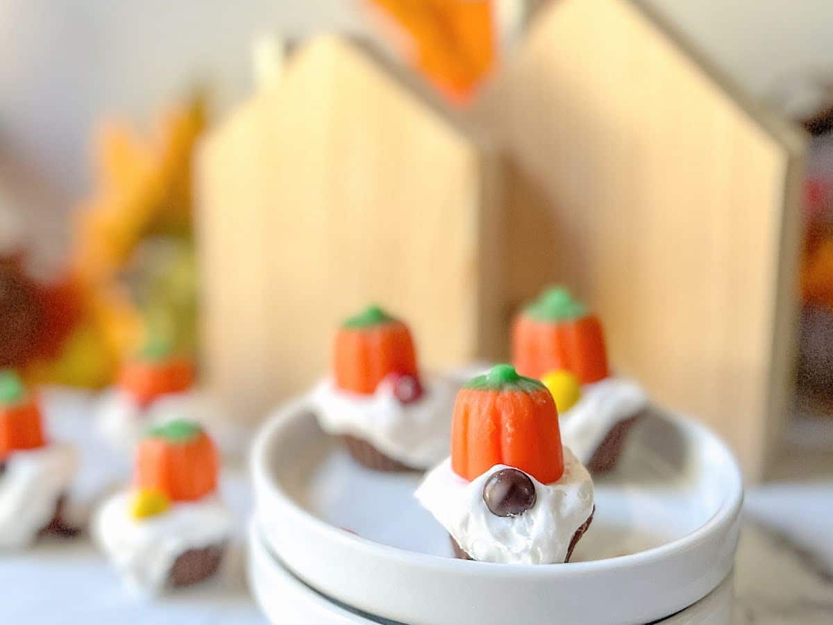 fall gnomes candy on a small plate