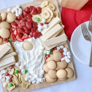 santa gnome dessert board with fruit dip