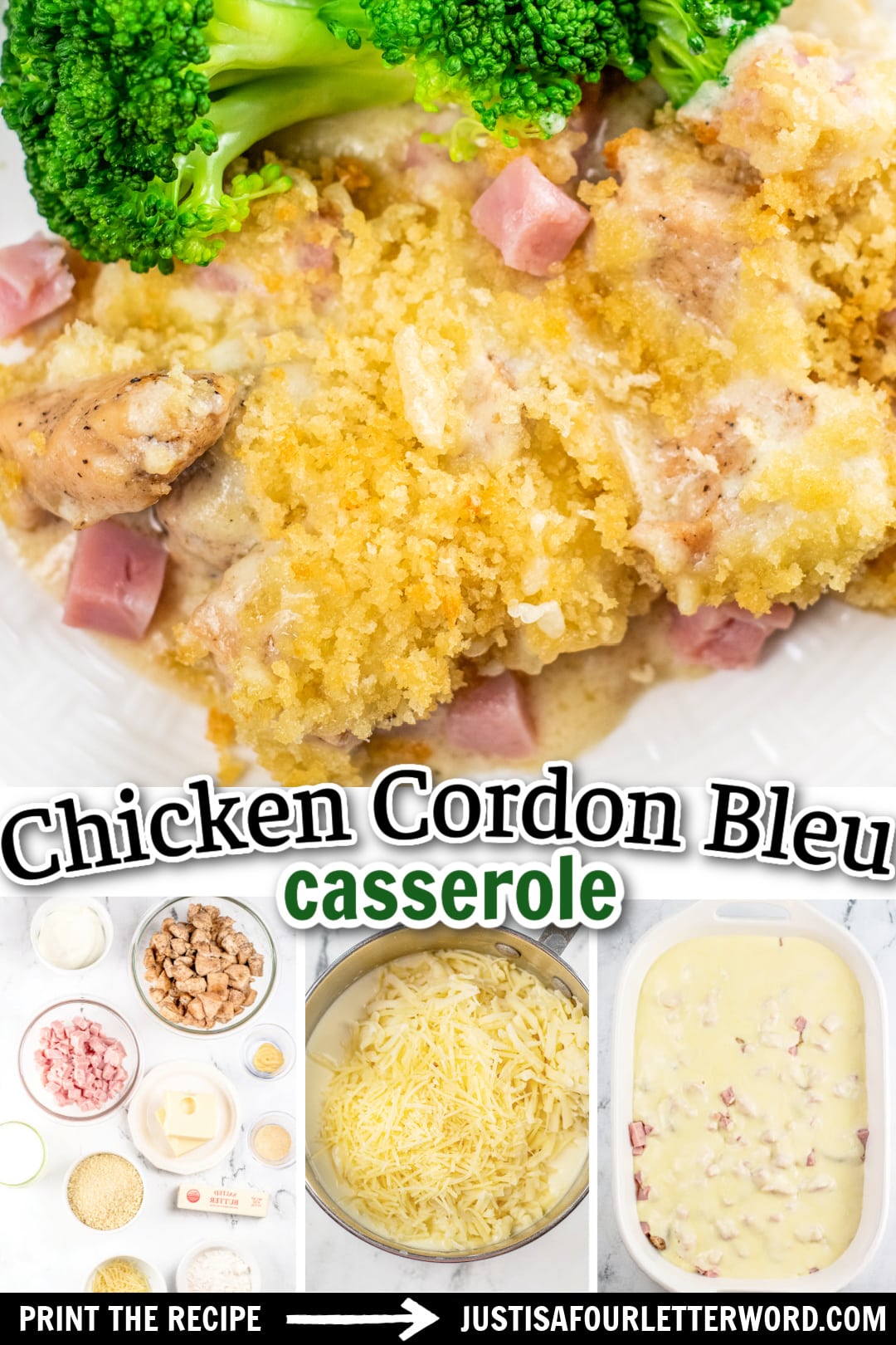 Chicken Cordon Bleu Casserole - Just is a Four Letter Word