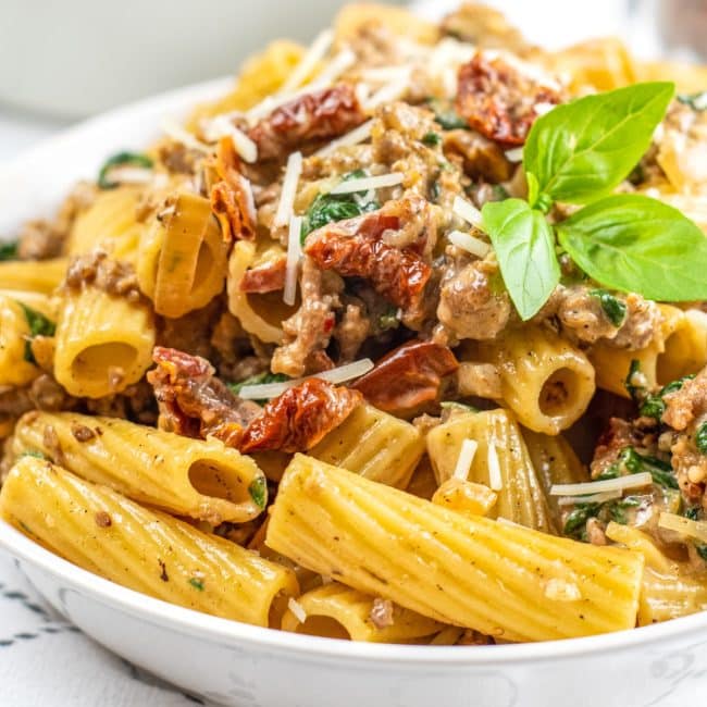 Creamy Italian Sausage Pasta Just is a Four Letter Word