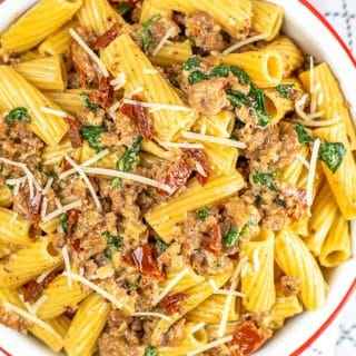 italian sausage pasta with parmesan cheese