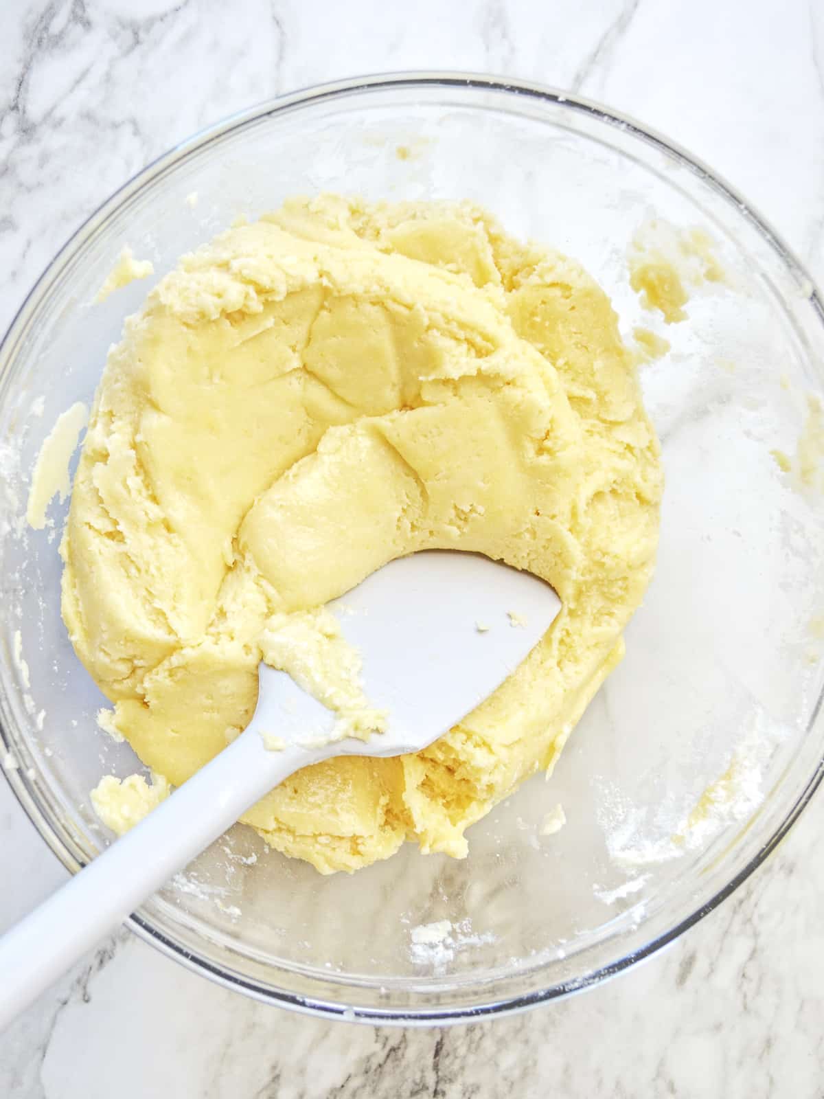 combine cake mix with butter egg and vanilla