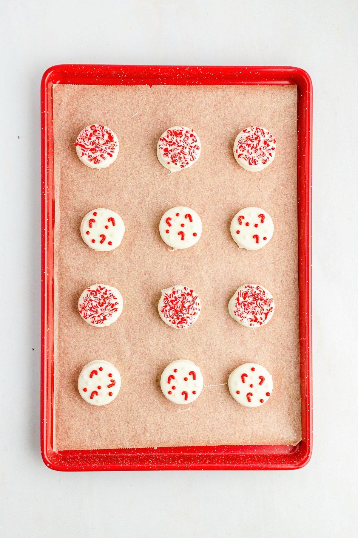 use red and white sprinkles for variety