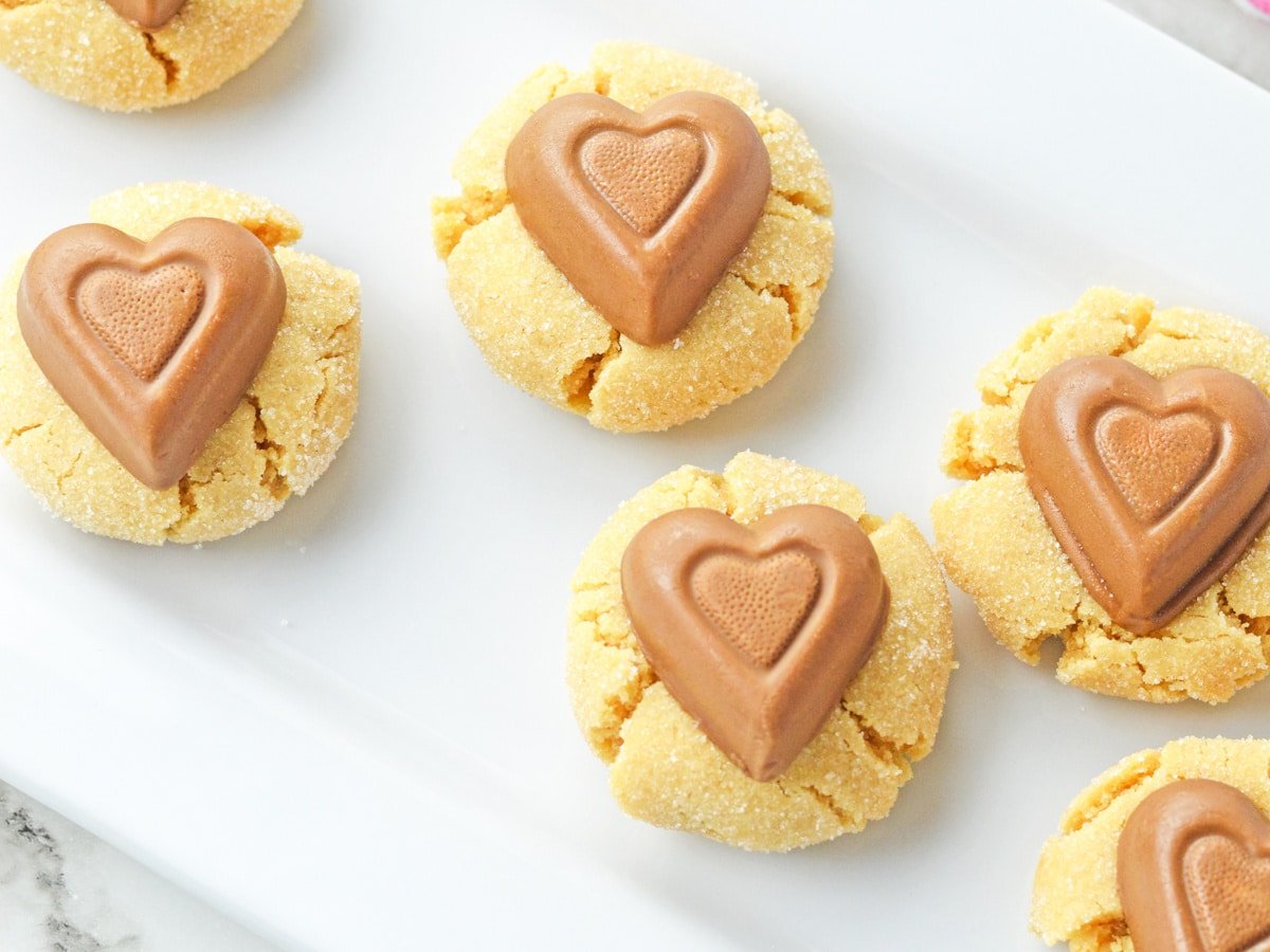 Peanut Butter Heart Blossom Cookies with Bisquick