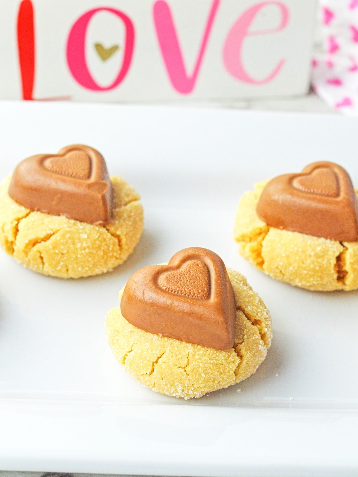 Peanut Butter Heart Blossoms on a plate