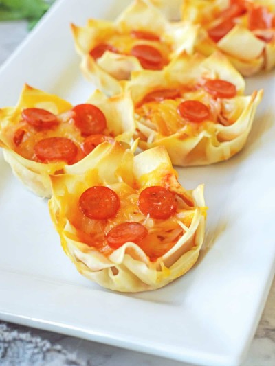 Two-Bite Pizza Wonton Cups - Just is a Four Letter Word