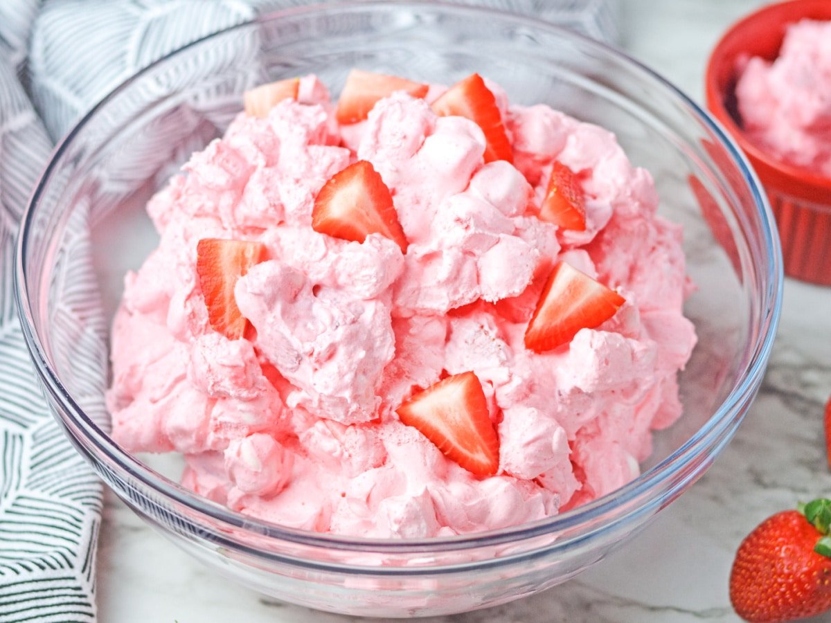 Easy Strawberry Fluff Salad Recipe - Just is a Four Letter Word