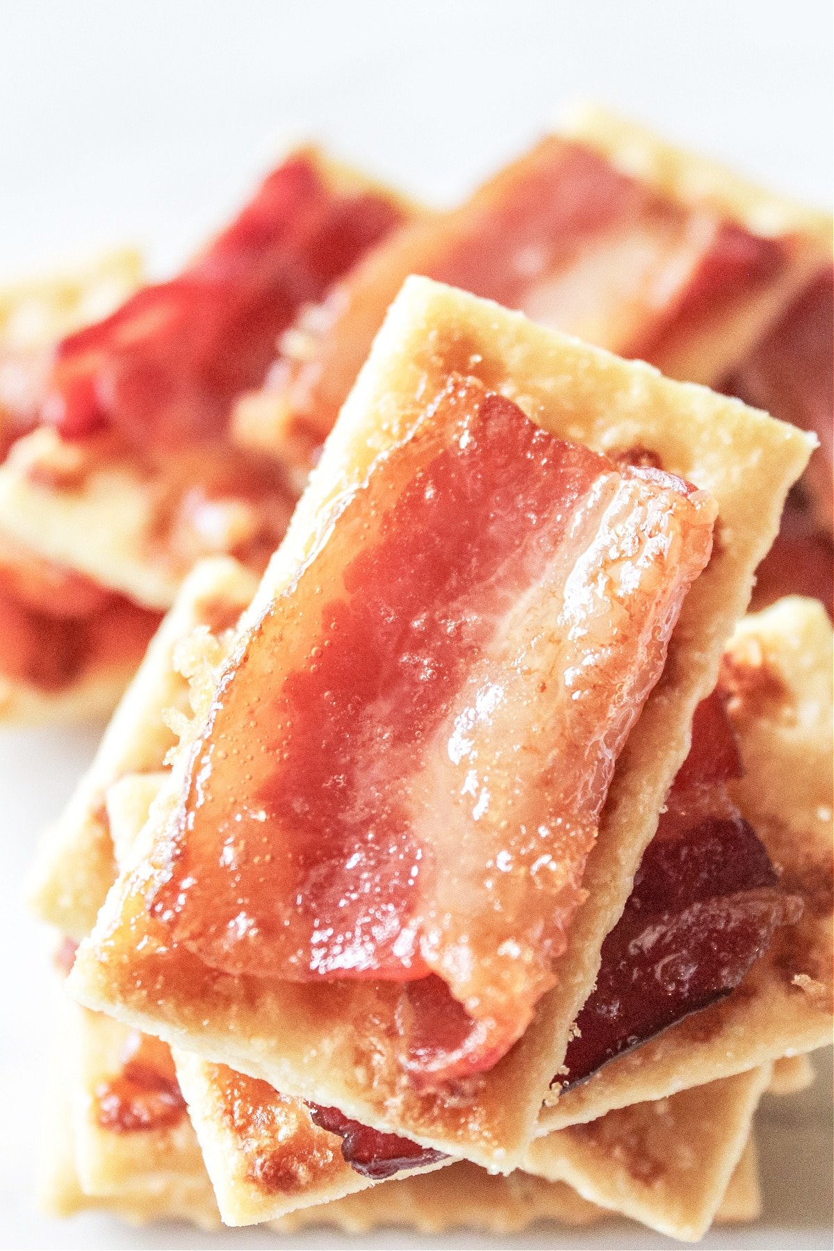 bacon topped cracker snack