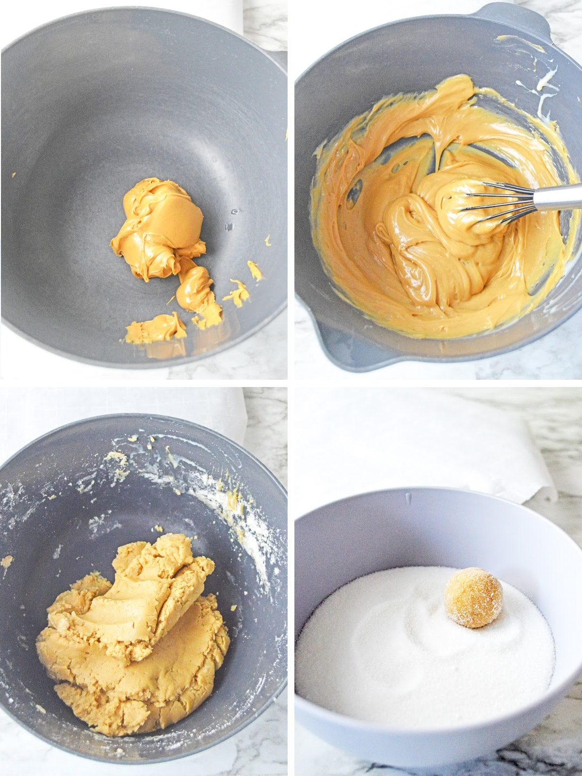 bisquick peanut butter blossom cookie dough steps collage
