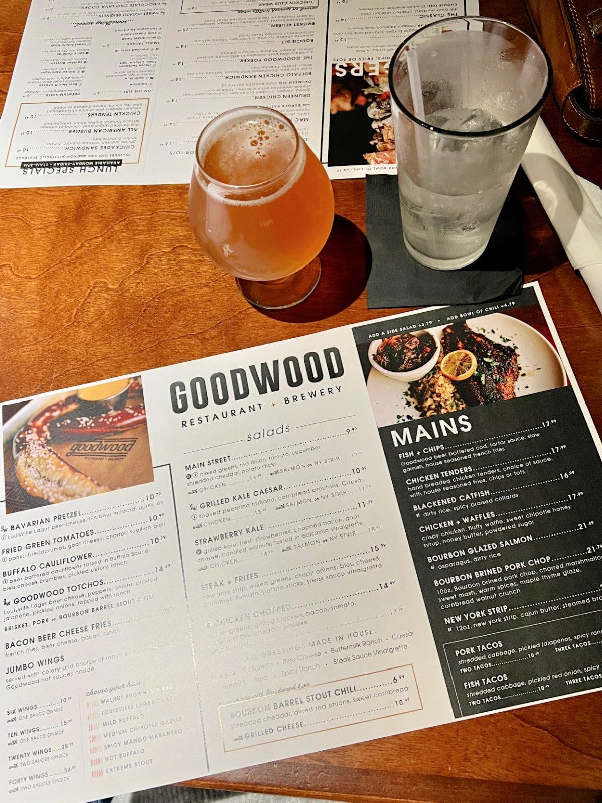 goodwood menu and draft beer