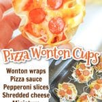 pizza wonton cups with text