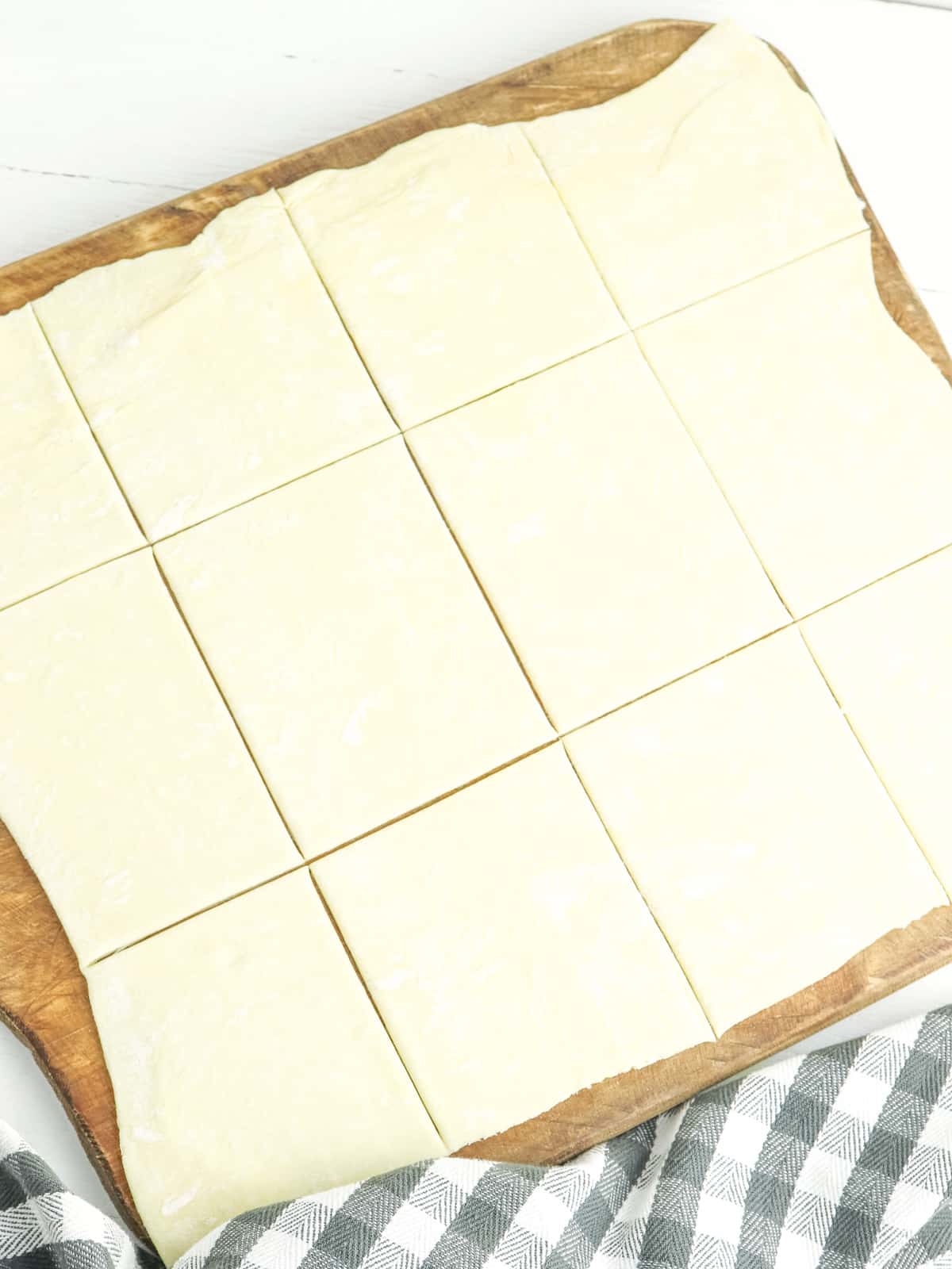 slice pastry sheets into 12 pieces
