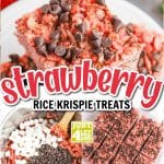 strawberry RICE KRISPIES TREATS with text