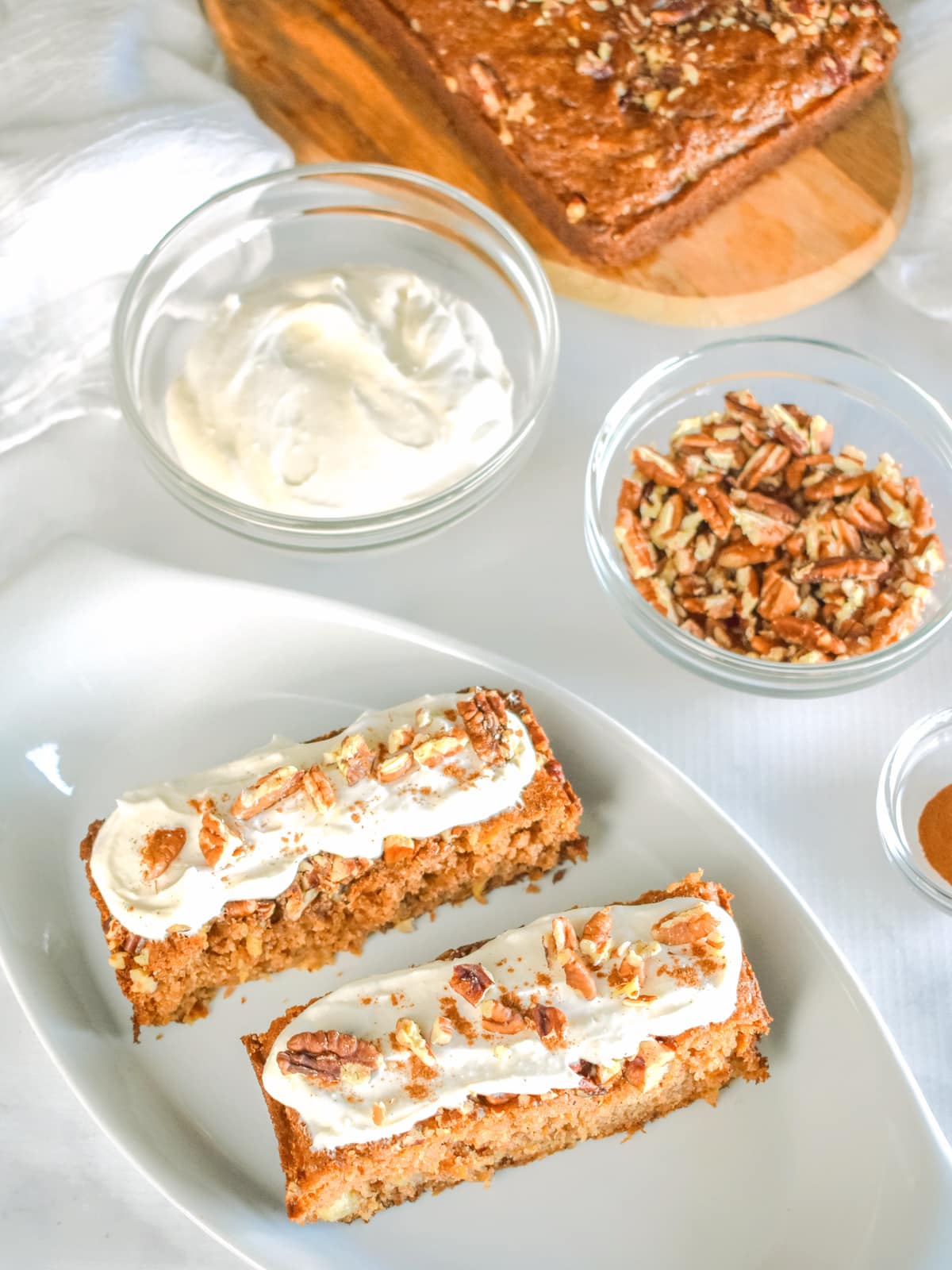 Carrot Cake Loaf Slices on plate