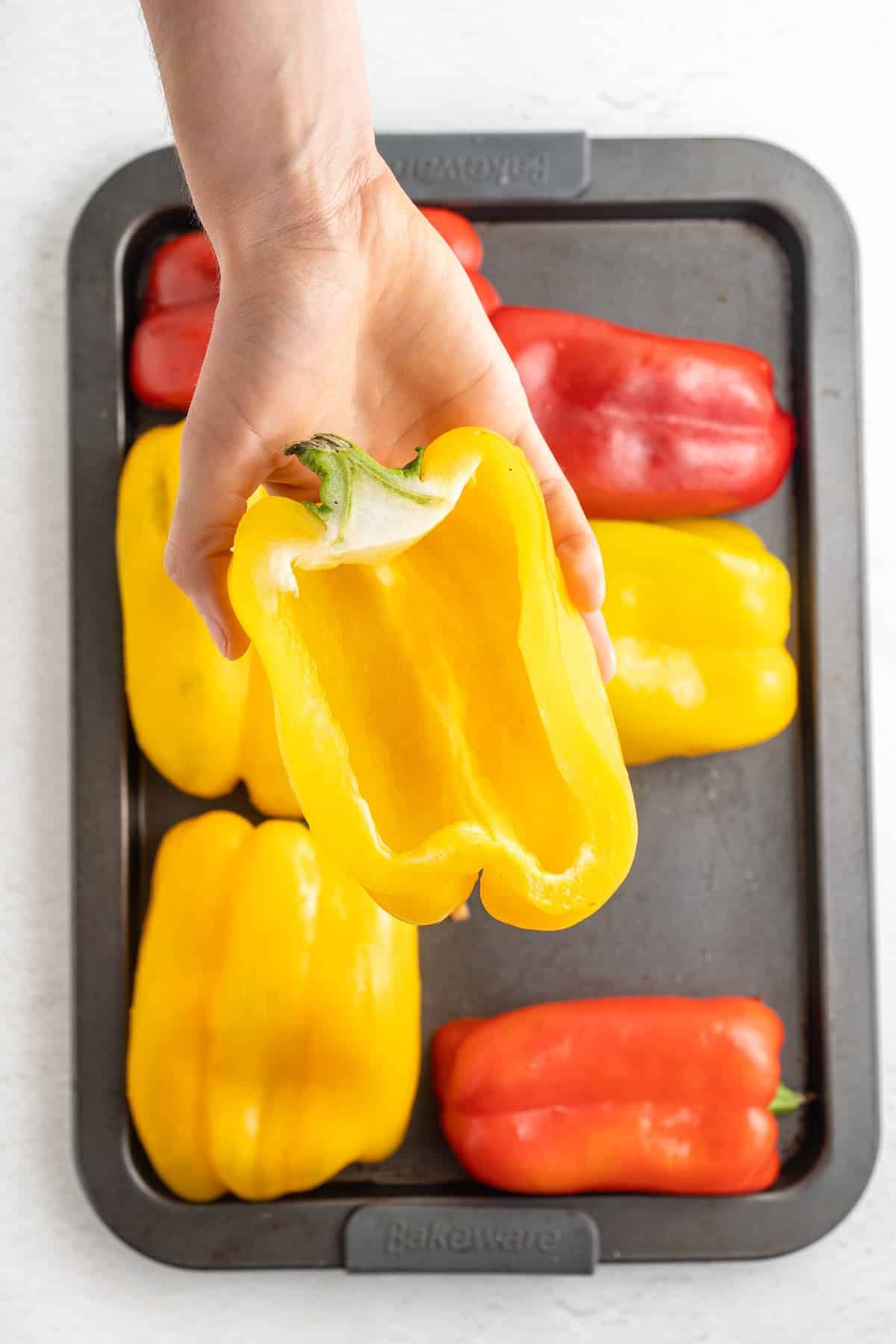 hollow and roast peppers