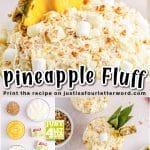 pineapple fluff salad with text