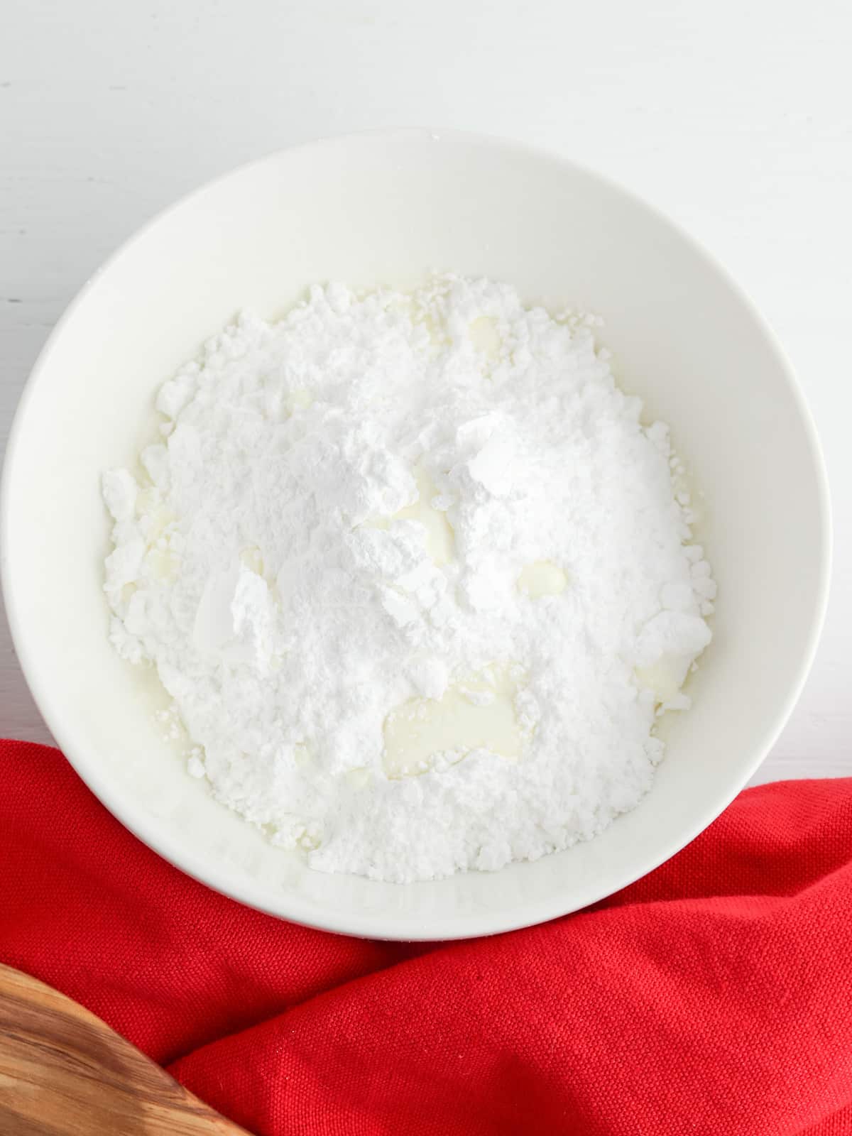 whisk together powdered sugar and cream for glaze