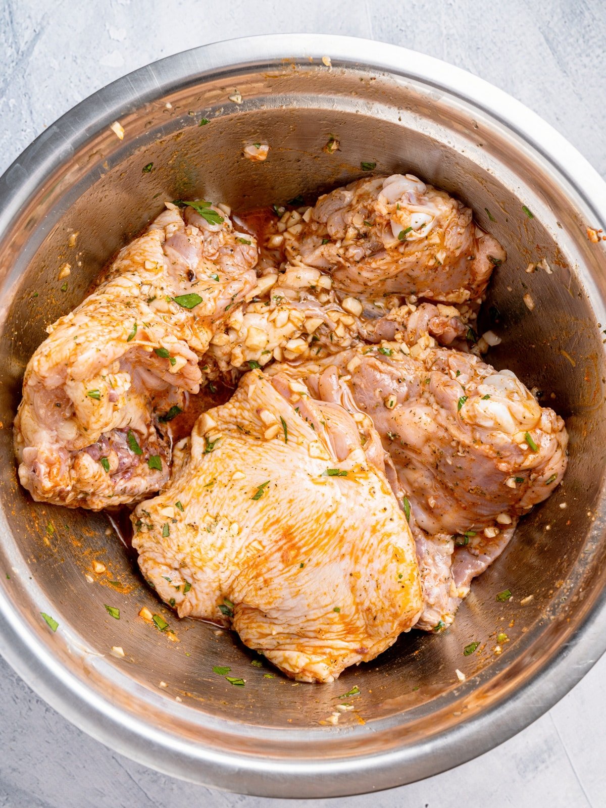 Coated Chicken Thighs in bowl