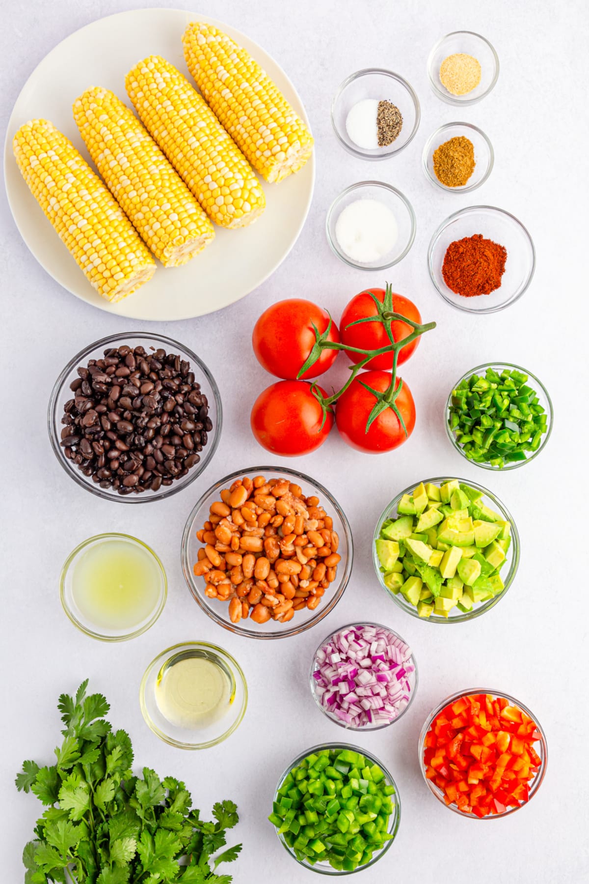 Cowboy Caviar ingredients prepped in bowls