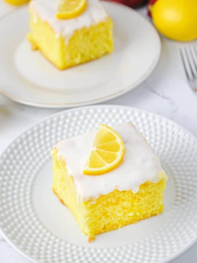 Easy Lemon Poke Cake - Just is a Four Letter Word