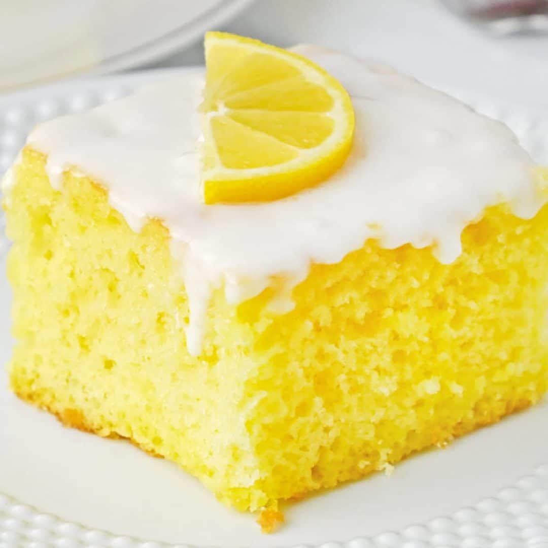 Easy Lemon Poke Cake - Just is a Four Letter Word