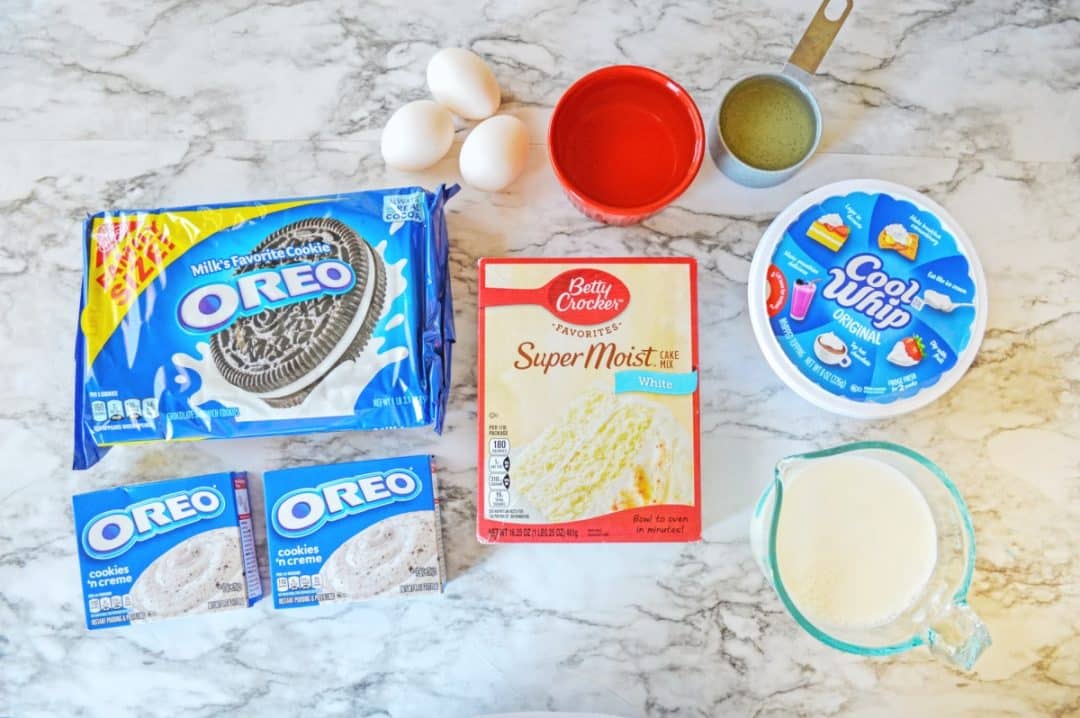 Cookies and Cream Poke Cake - Just is a Four Letter Word