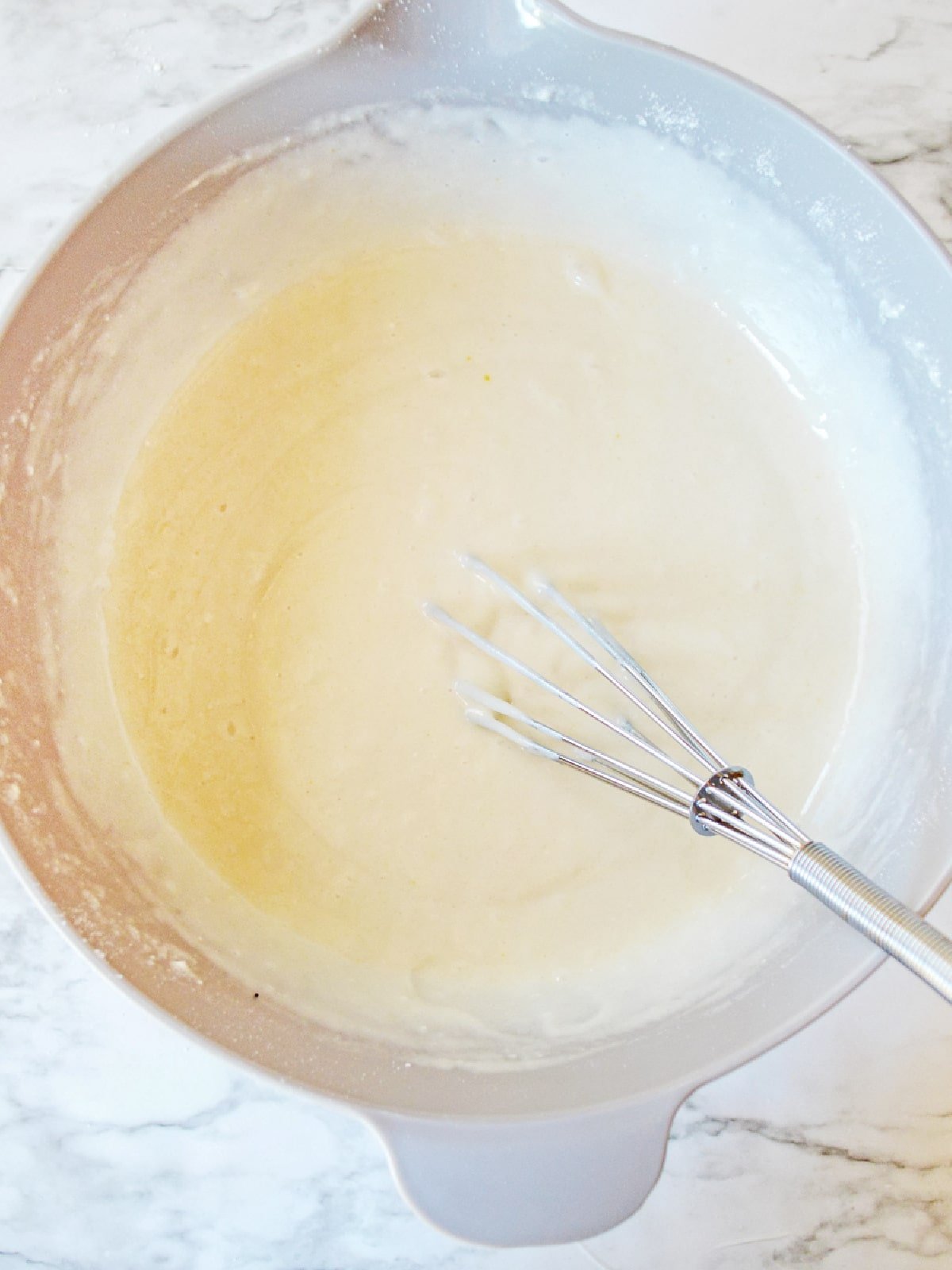 combine cake ingredients in mixing bowl