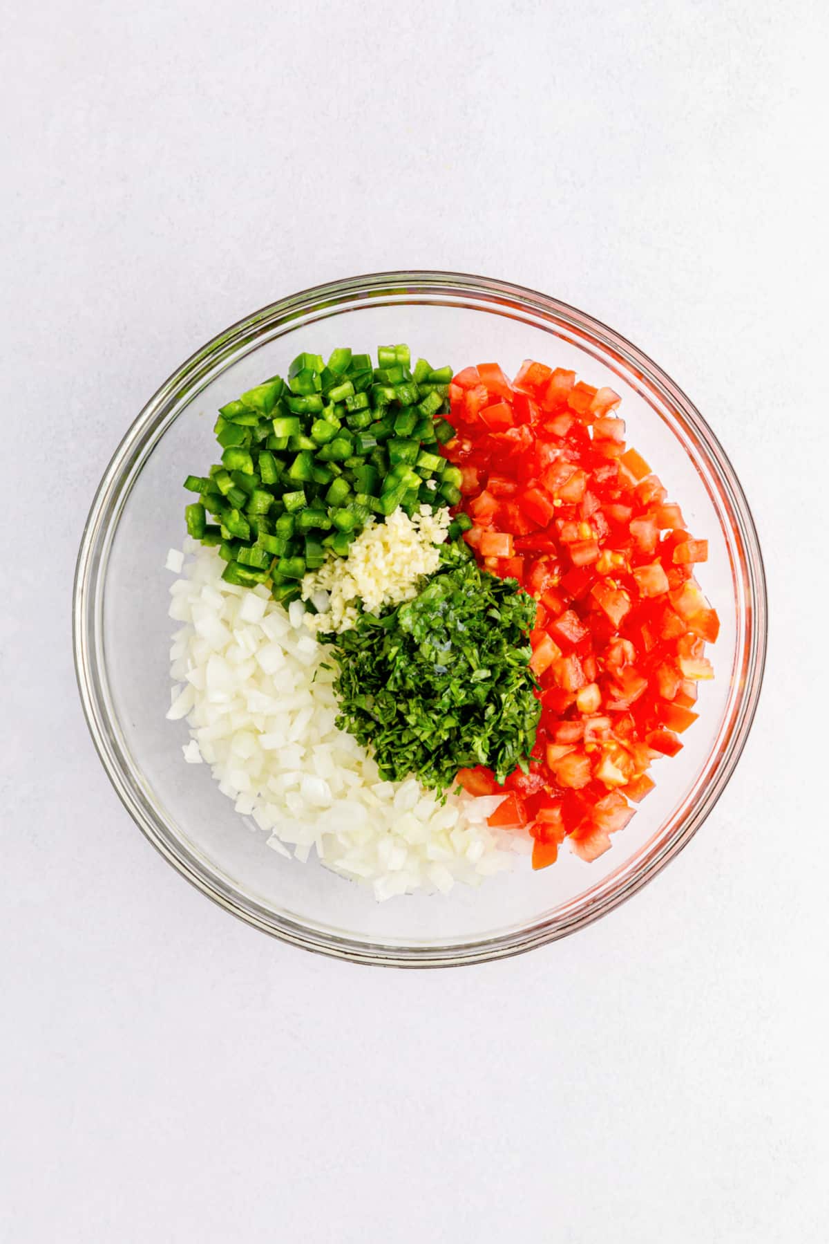 diced veggies in large bowl