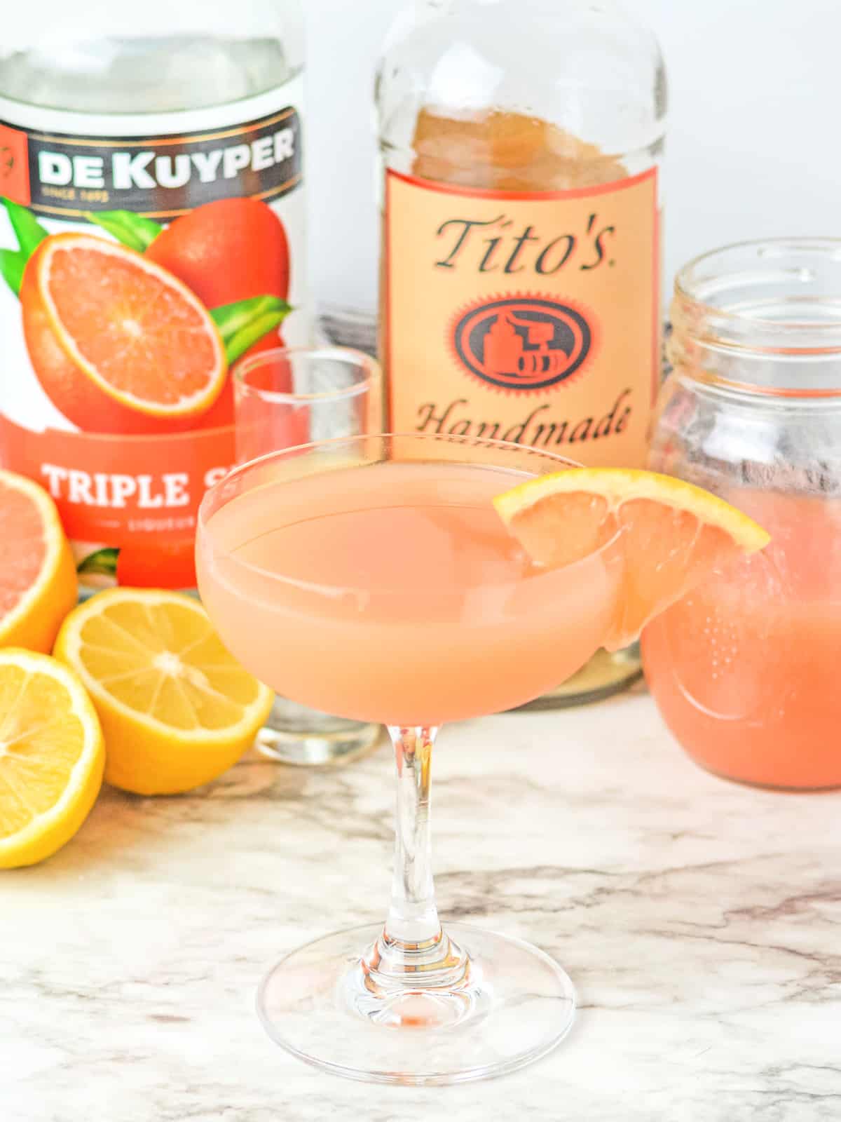 grapefruit martini in coup glass