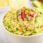 serve jalapeno guacamole with chips share image