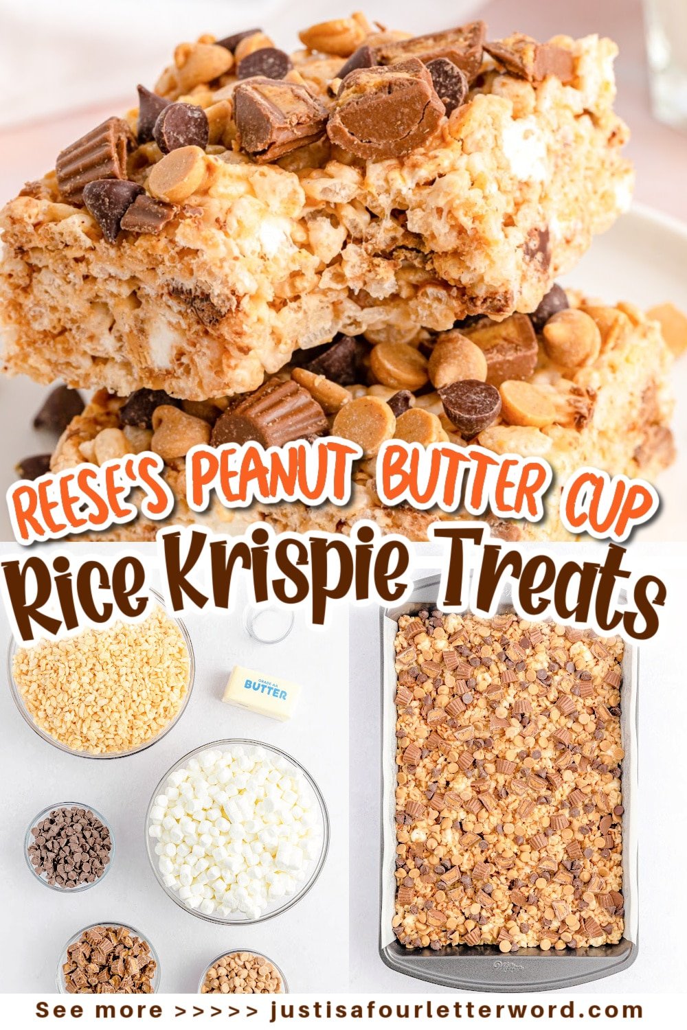 Chocolate Peanut Butter Rice Krispie Treats - Just is a Four Letter Word