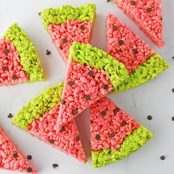 Watermelon Rice Krispie Treats - Just is a Four Letter Word
