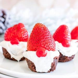 Brownie Bite Gnomes on a white plate