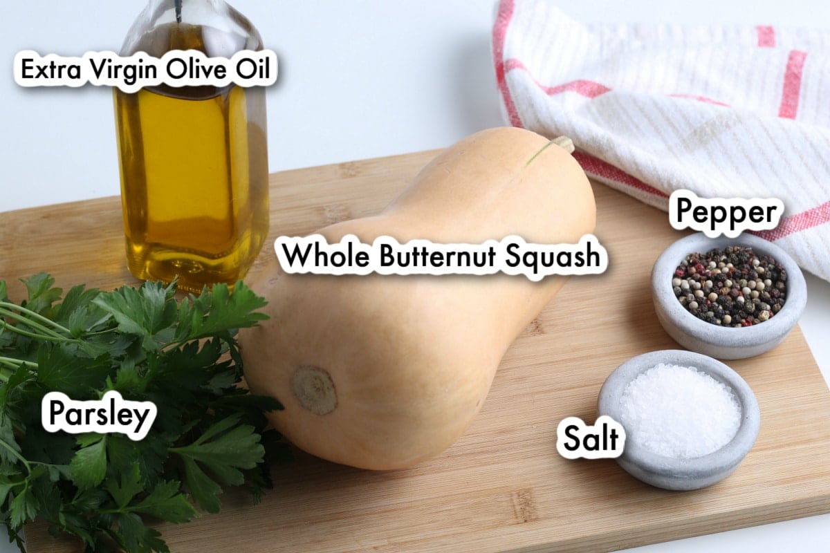 Roasted butternut squash recipe on a cutting board.