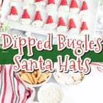 Dipped bugles santa hats on a white plate.